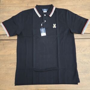 Psycho Bunny Men's Black Wallis XL Polo with Multicolor Trim